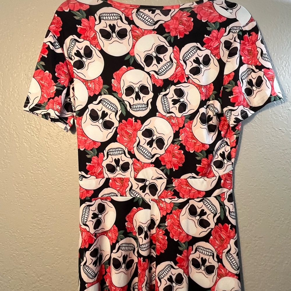 MSBASIC Y2K Skull and Floral Dress Large Festival Floral Skeletons Graphic - Picture 8 of 9